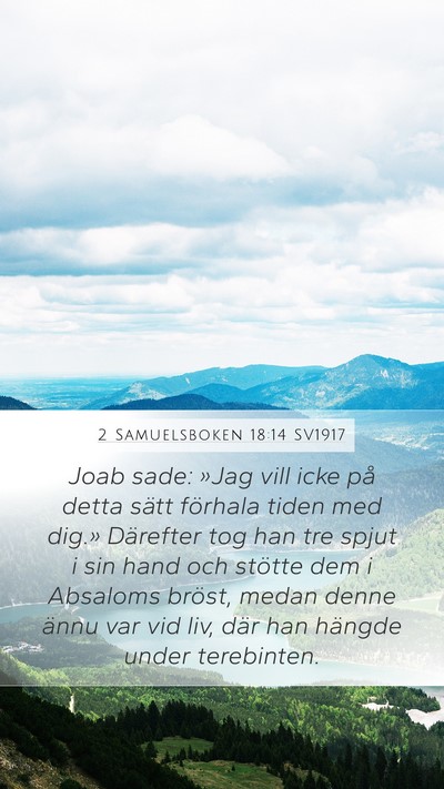 2 Samuelsboken 18:14 SV1917 Bible Verse Image