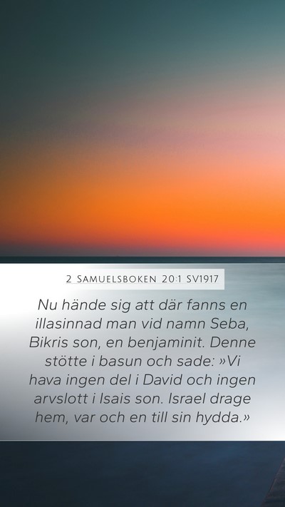 2 Samuelsboken 20:1 SV1917 Bible Verse Image
