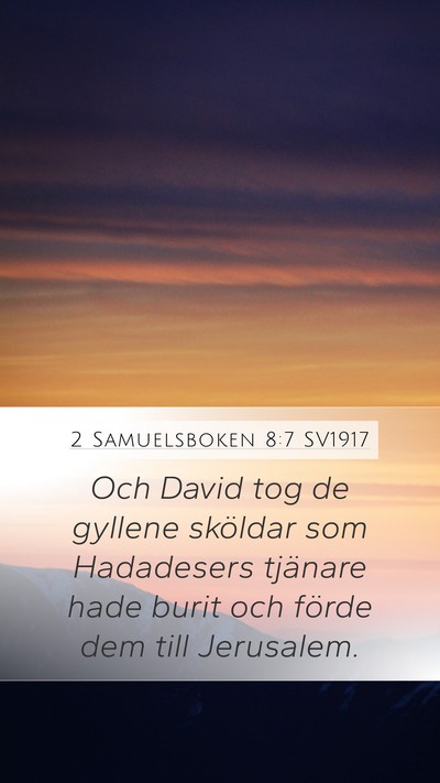 2 Samuelsboken 8:7 SV1917 Mobile Phone Wallpaper - Och David tog de gyllene sköldar som Hadadesers - Mobile Bible Verse Wallpaper