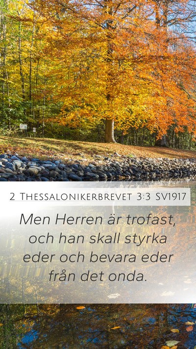 2 Thessalonikerbrevet 3:3 SV1917 Bible Verse Image