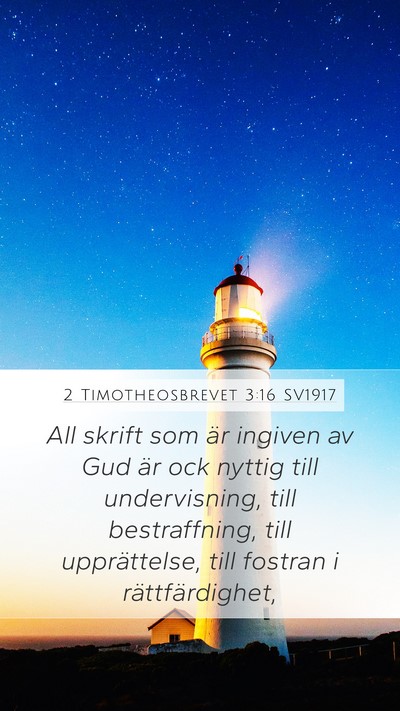 2 Timotheosbrevet 3:16 SV1917 Bible Verse Image
