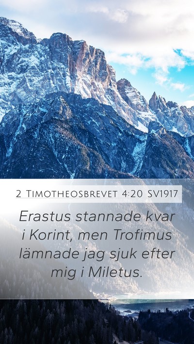 2 Timotheosbrevet 4:20 SV1917 Bible Verse Image