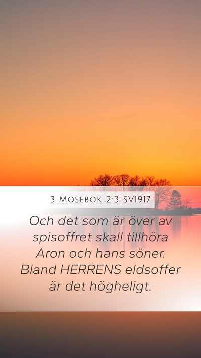 3 Mosebok 2:3 SV1917 Mobile Phone Wallpaper - Och det som är över av spisoffret skall - Mobile Bible Verse Wallpaper