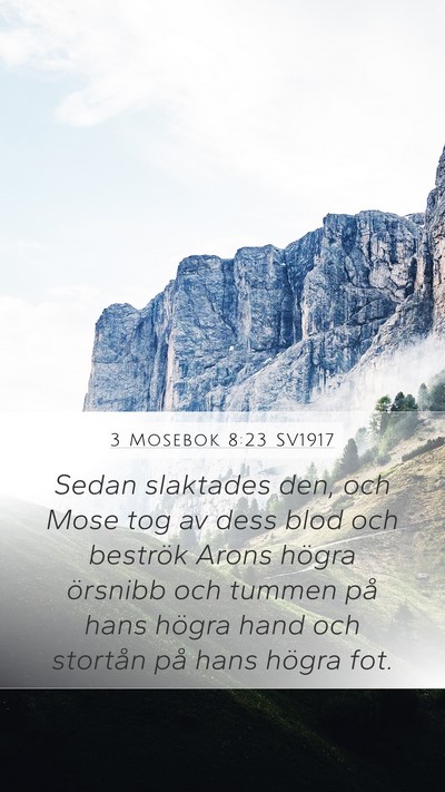 3 Mosebok 8:23 SV1917 Mobile Phone Wallpaper - Sedan slaktades den, och Mose tog av dess blod - Mobile Bible Verse Wallpaper