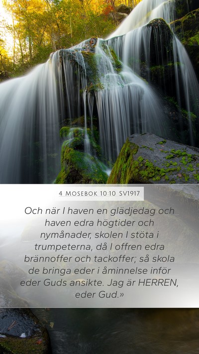 4 Mosebok 10:10 SV1917 Mobile Phone Wallpaper - Och när I haven en glädjedag och haven edra - Mobile Bible Verse Wallpaper