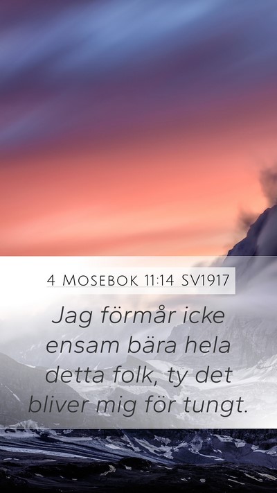 4 Mosebok 11:14 SV1917 Mobile Phone Wallpaper - Jag förmår icke ensam bära hela detta folk, ty - Mobile Bible Verse Wallpaper