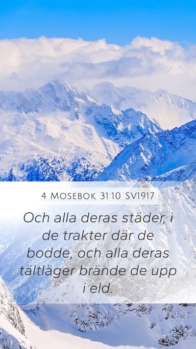 4 Mosebok 31:10 SV1917 Mobile Phone Wallpaper - Och alla deras städer, i de trakter där de - Mobile Bible Verse Wallpaper