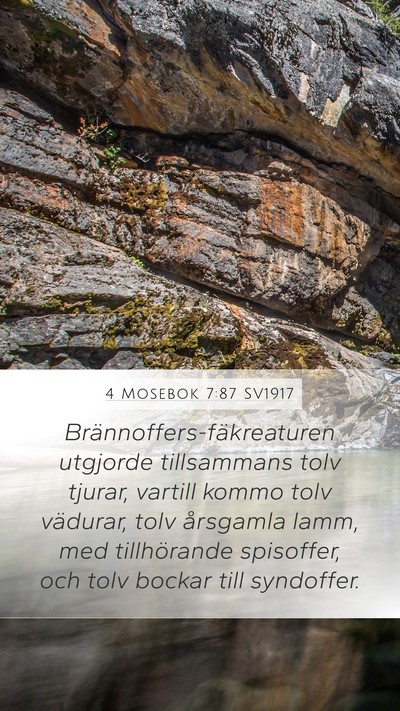 4 Mosebok 7:87 SV1917 Mobile Phone Wallpaper - Brännoffers-fäkreaturen utgjorde tillsammans - Mobile Bible Verse Wallpaper