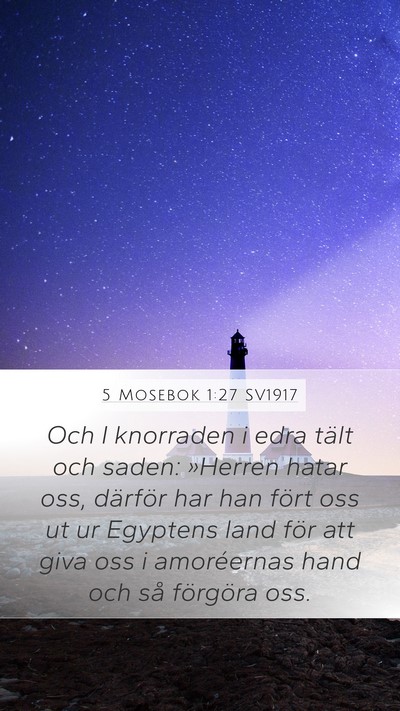 5 Mosebok 1:27 SV1917 Mobile Phone Wallpaper - Och I knorraden i edra tält och saden: »Herren - Mobile Bible Verse Wallpaper
