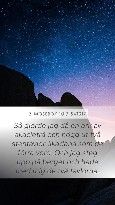 5 Mosebok 10:3 SV1917 Bible Verse Image