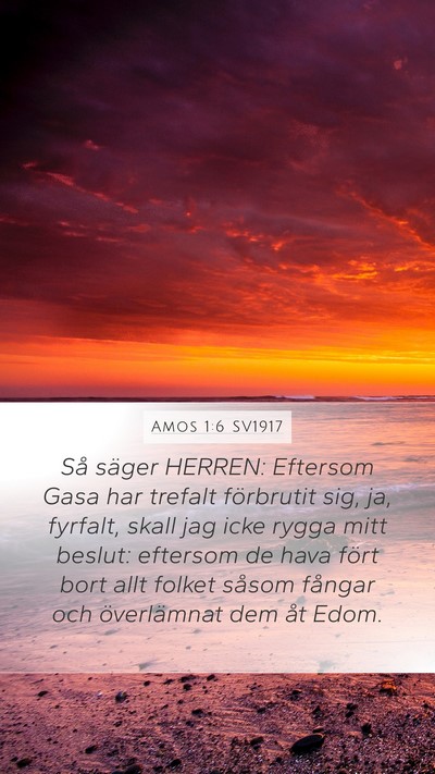 Amos 1:6 SV1917 Bible Verse Image