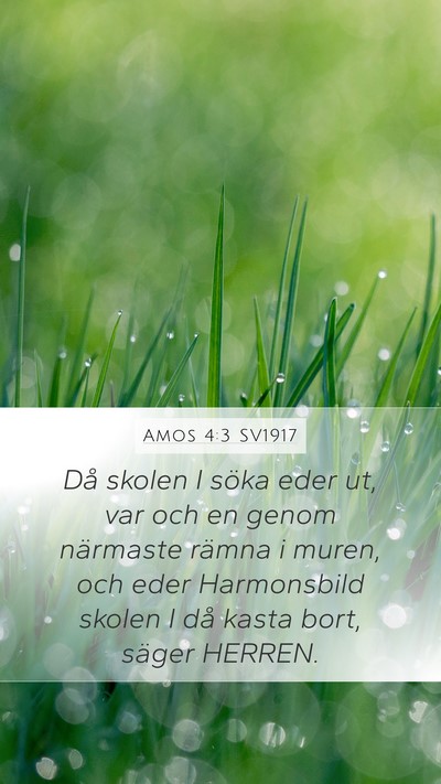 Amos 4:3 SV1917 Mobile Phone Wallpaper - Då skolen I söka eder ut, var och en genom - Mobile Bible Verse Wallpaper