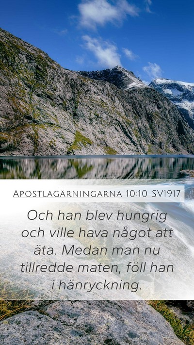 Apostlagärningarna 10:10 SV1917 Bible Verse Image