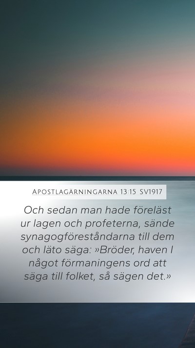 Apostlagärningarna 13:15 SV1917 Bible Verse Image