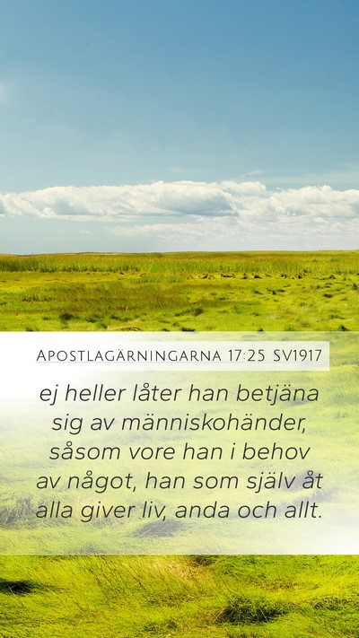 Apostlagärningarna 17:25 SV1917 Bible Verse Image