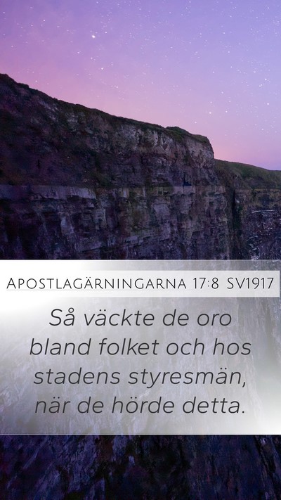 Apostlagärningarna 17:8 SV1917 Bible Verse Image