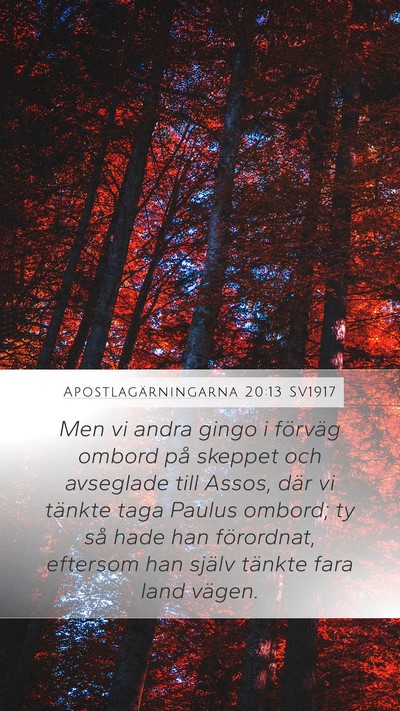 Apostlagärningarna 20:13 SV1917 Bible Verse Image