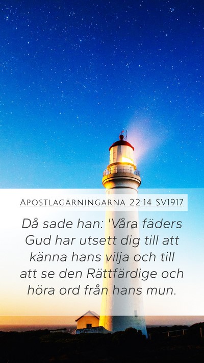 Apostlagärningarna 22:14 SV1917 Bible Verse Image