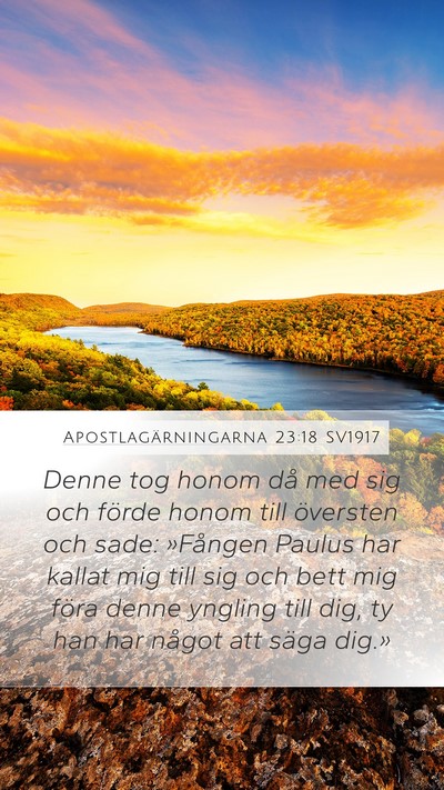 Apostlagärningarna 23:18 SV1917 Bible Verse Image