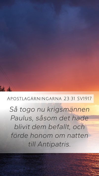 Apostlagärningarna 23:31 SV1917 Mobile Phone Wallpaper - Så togo nu krigsmännen Paulus, såsom det hade - Mobile Bible Verse Wallpaper