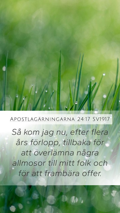 Apostlagärningarna 24:17 SV1917 Bible Verse Image