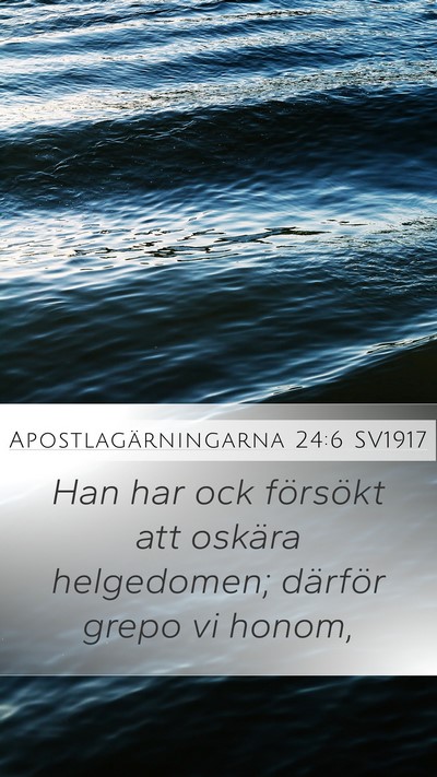 Apostlagärningarna 24:6 SV1917 Mobile Phone Wallpaper - Han har ock försökt att oskära helgedomen; - Mobile Bible Verse Wallpaper