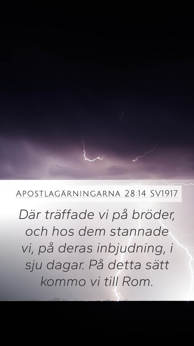 Apostlagärningarna 28:14 SV1917 Bible Verse Image