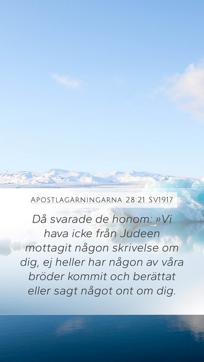 Apostlagärningarna 28:21 SV1917 Bible Verse Image