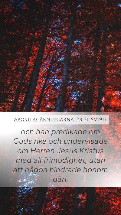Apostlagärningarna 28:31 SV1917 Bible Verse Image