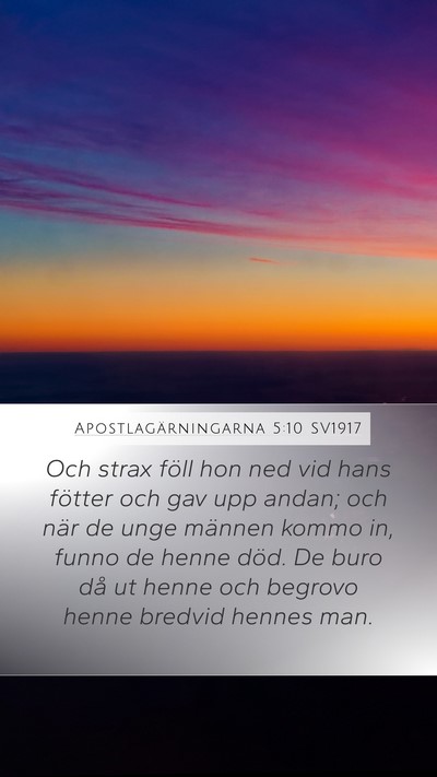 Apostlagärningarna 5:10 SV1917 Bible Verse Image