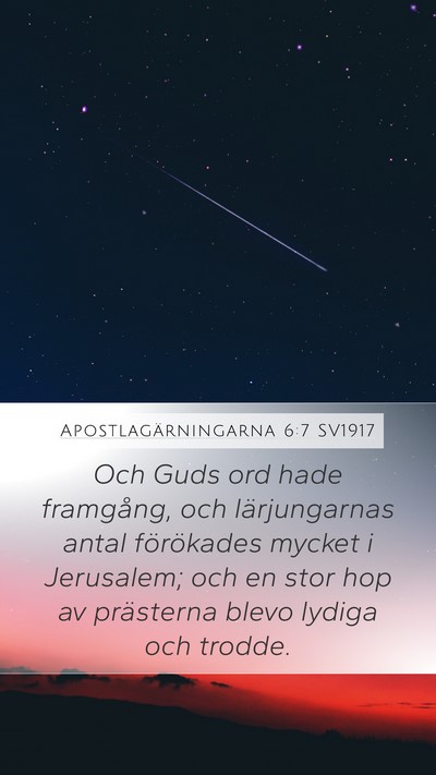 Apostlagärningarna 6:7 SV1917 Bible Verse Image