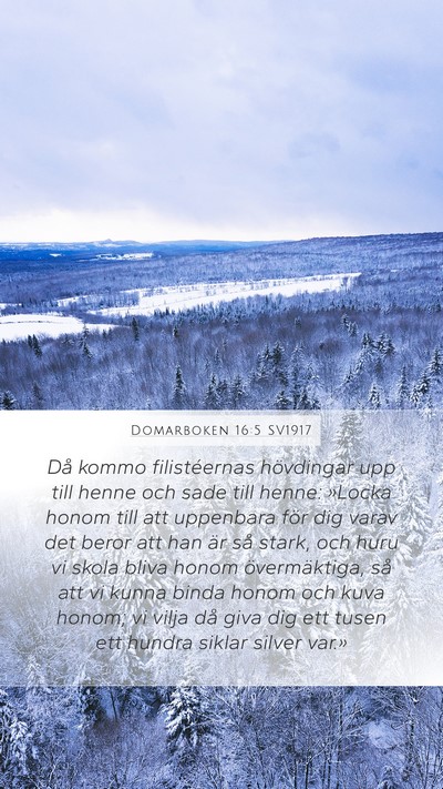 Domarboken 16:5 SV1917 Mobile Phone Wallpaper - Då kommo filistéernas hövdingar upp till henne - Mobile Bible Verse Wallpaper