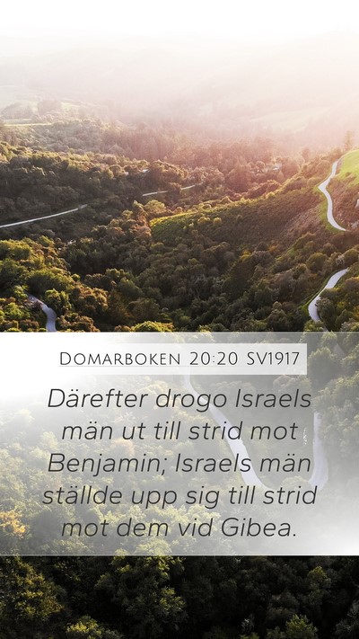 Domarboken 20:20 SV1917 Mobile Phone Wallpaper - Därefter drogo Israels män ut till strid mot - Mobile Bible Verse Wallpaper