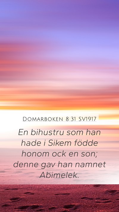 Domarboken 8:31 SV1917 Mobile Phone Wallpaper - En bihustru som han hade i Sikem födde honom ock - Mobile Bible Verse Wallpaper
