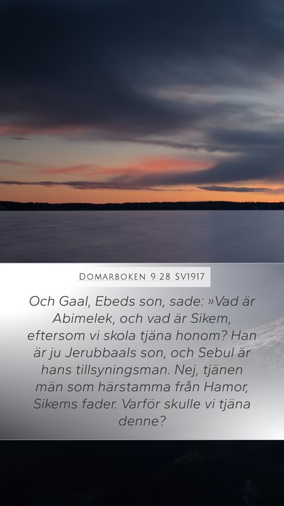 Domarboken 9:28 SV1917 Bible Verse Image