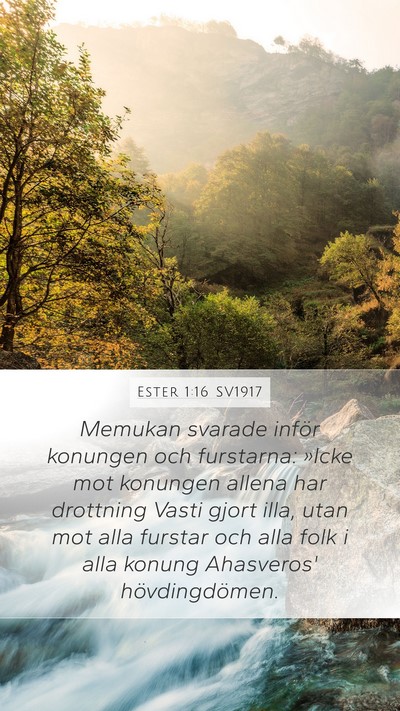 Ester 1:16 SV1917 Mobile Phone Wallpaper - Memukan svarade inför konungen och furstarna: - Mobile Bible Verse Wallpaper