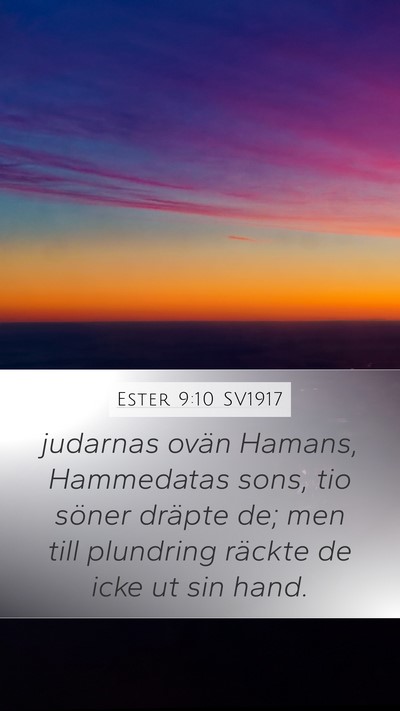 Ester 9:10 SV1917 Bible Verse Image