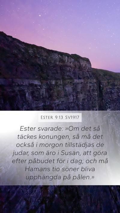 Ester 9:13 SV1917 Bible Verse Image