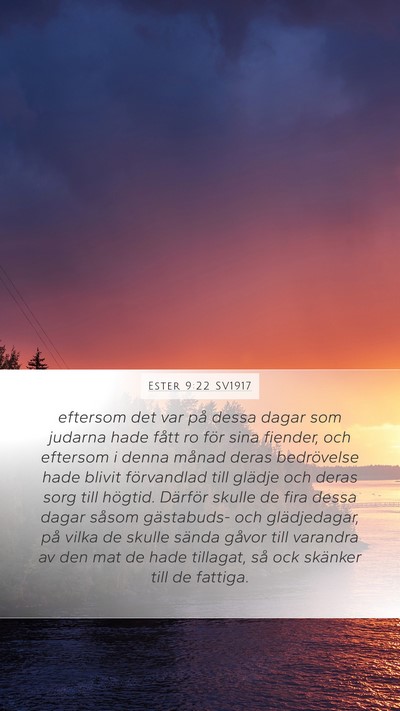 Ester 9:22 SV1917 Mobile Phone Wallpaper - eftersom det var på dessa dagar som judarna hade - Mobile Bible Verse Wallpaper