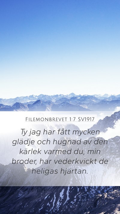 Filemonbrevet 1:7 SV1917 Mobile Phone Wallpaper - Ty jag har fått mycken glädje och hugnad av den - Mobile Bible Verse Wallpaper