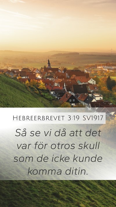 Hebreerbrevet 3:19 SV1917 Bible Verse Image