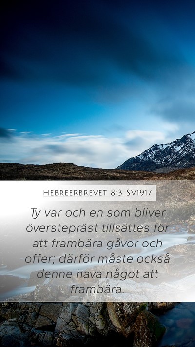 Hebreerbrevet 8:3 SV1917 Bible Verse Image