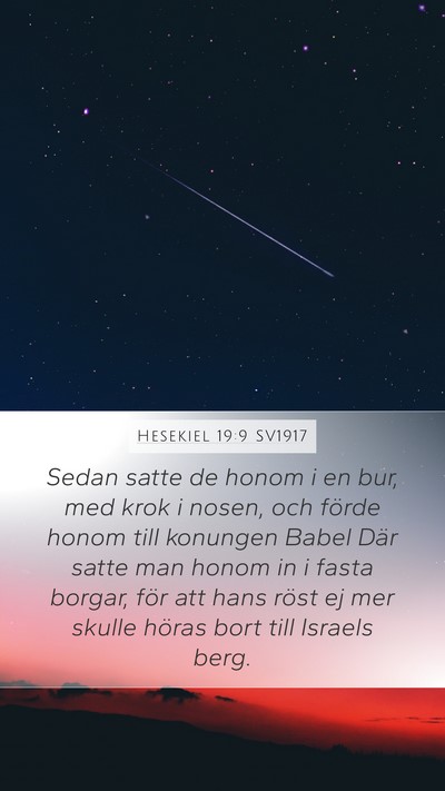 Hesekiel 19:9 SV1917 Bible Verse Image