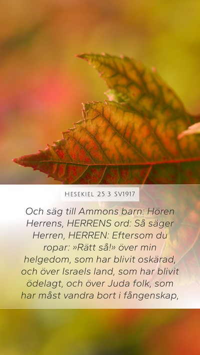 Hesekiel 25:3 SV1917 Bible Verse Image