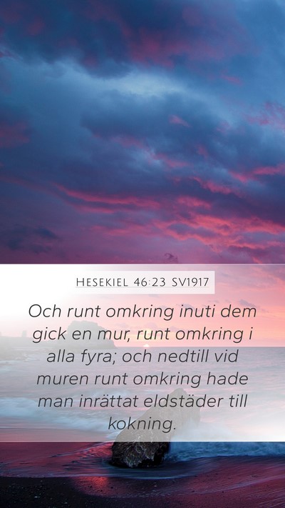 Hesekiel 46:23 SV1917 Mobile Phone Wallpaper - Och runt omkring inuti dem gick en mur, runt - Mobile Bible Verse Wallpaper