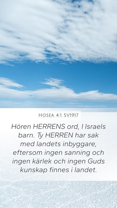 Hosea 4:1 SV1917 Bible Verse Image