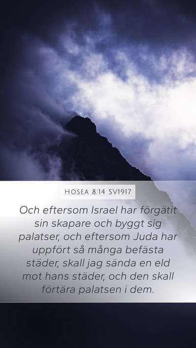 Hosea 8:14 SV1917 Bible Verse Image