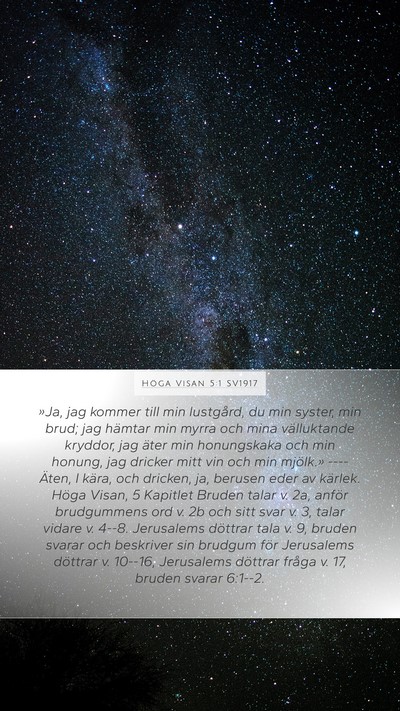 Höga Visan 5:1 SV1917 Bible Verse Image