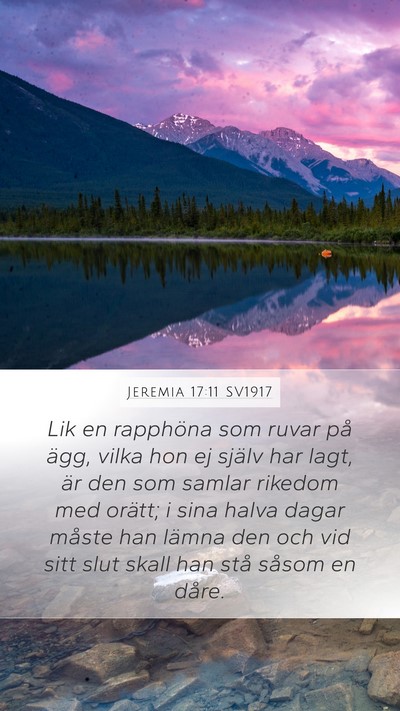 Jeremia 17:11 SV1917 Bible Verse Image
