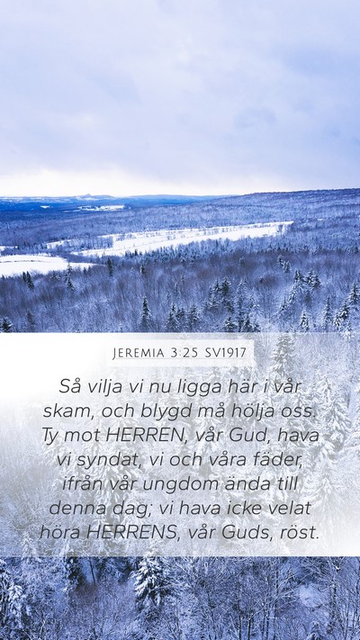 Jeremia 3:25 SV1917 Mobile Phone Wallpaper - Så vilja vi nu ligga här i vår skam, och blygd - Mobile Bible Verse Wallpaper